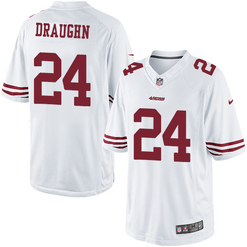 Men's Limited Shaun Draughn Nike Jersey White Road - #24 NFL San Francisco 49ers